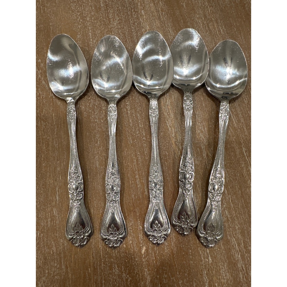 Vintage Rogers Co. Dream Rose Stainless Steel Teaspoons Lot of 5 China 6"